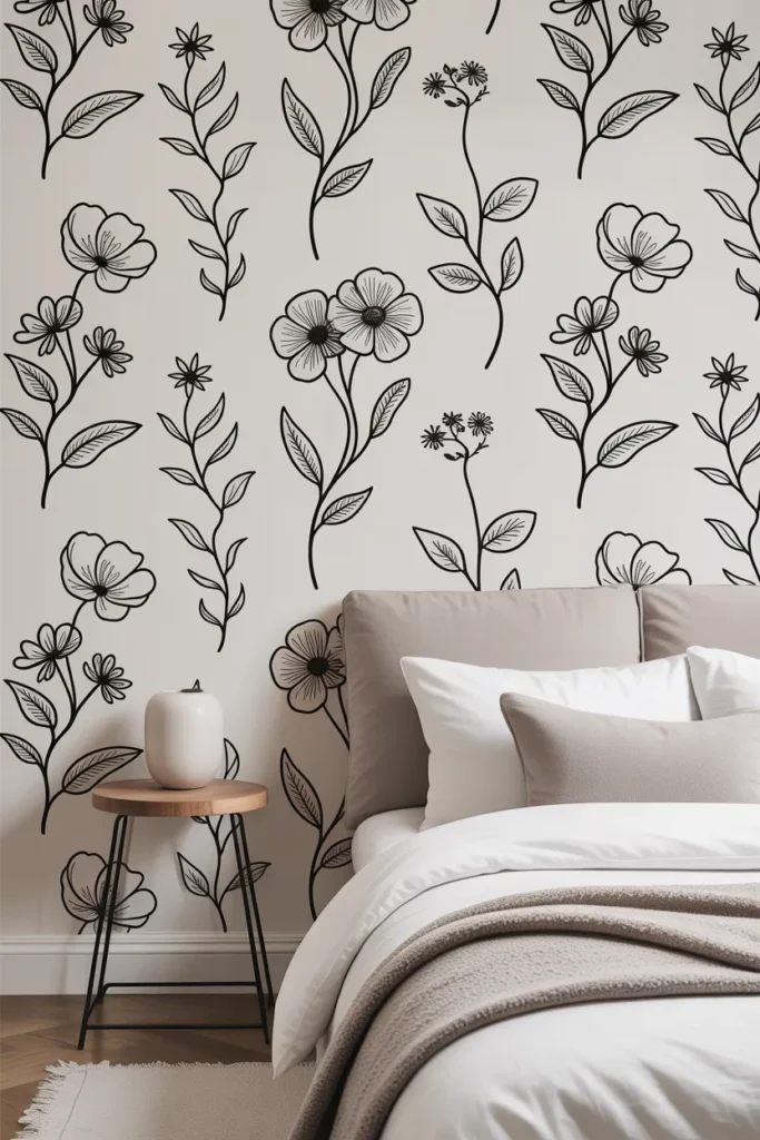 floral wallpaper bedroom