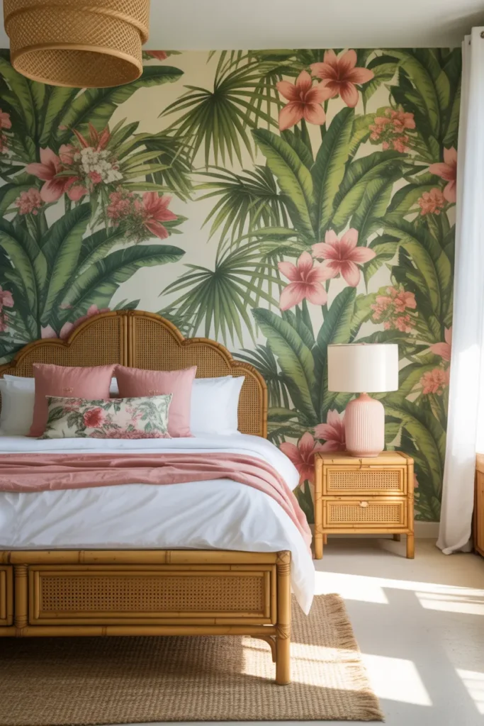 floral wallpaper bedroom