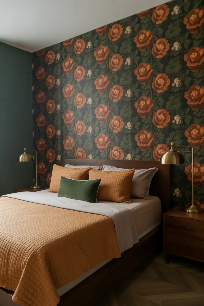floral wallpaper bedroom