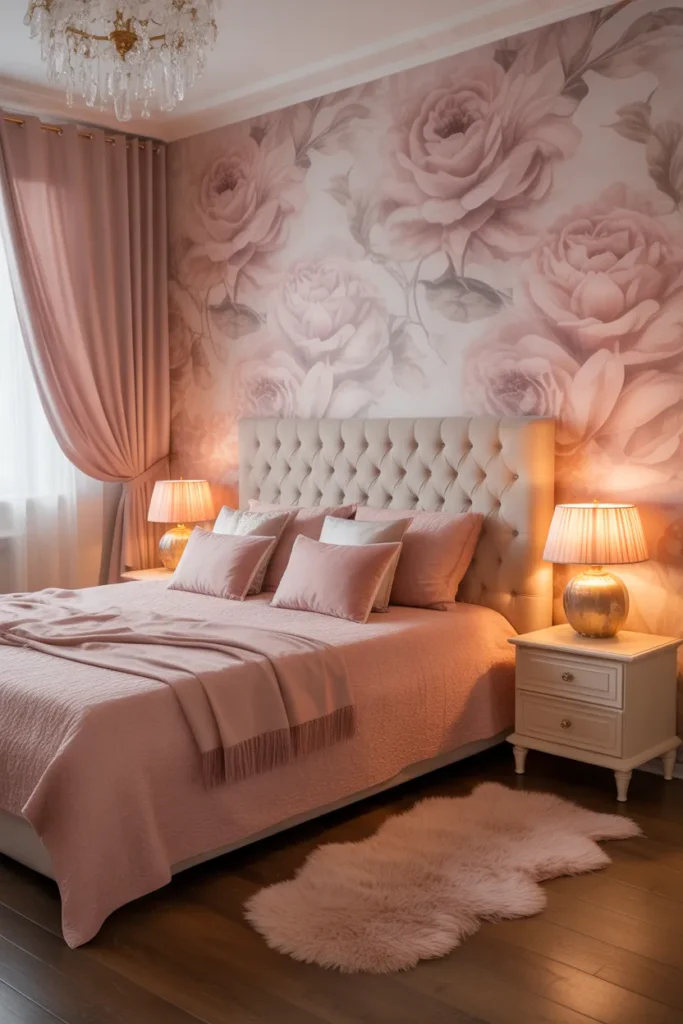 floral wallpaper bedroom