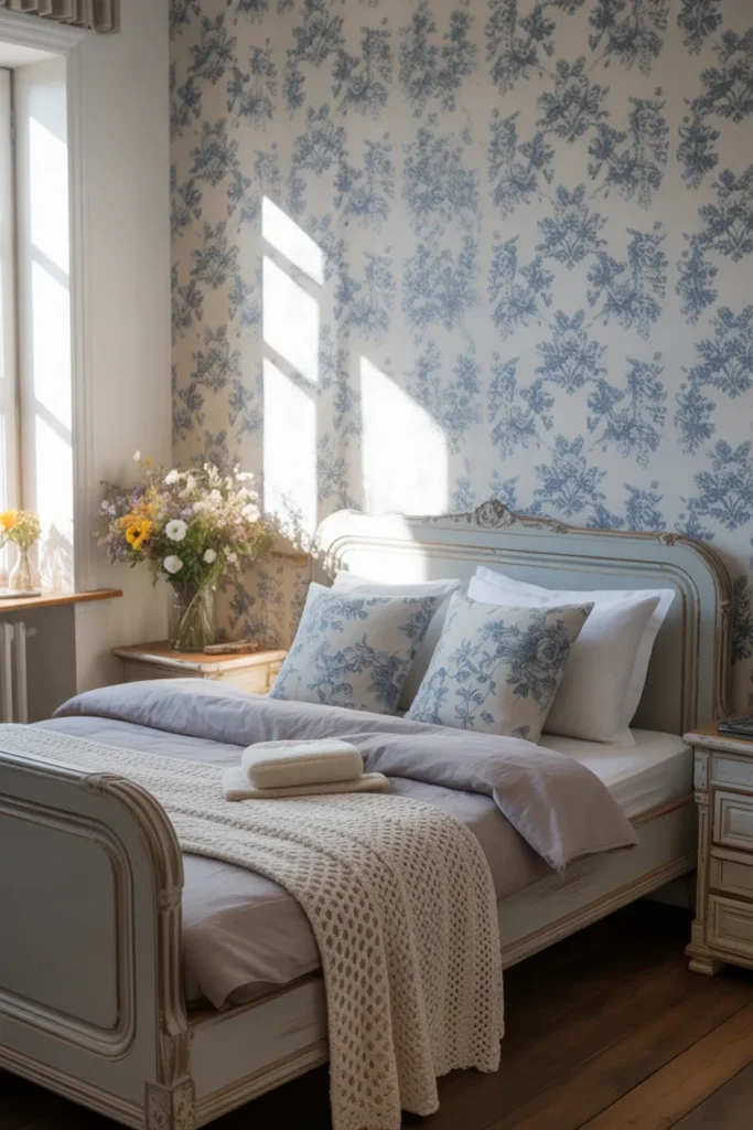 floral wallpaper bedroom