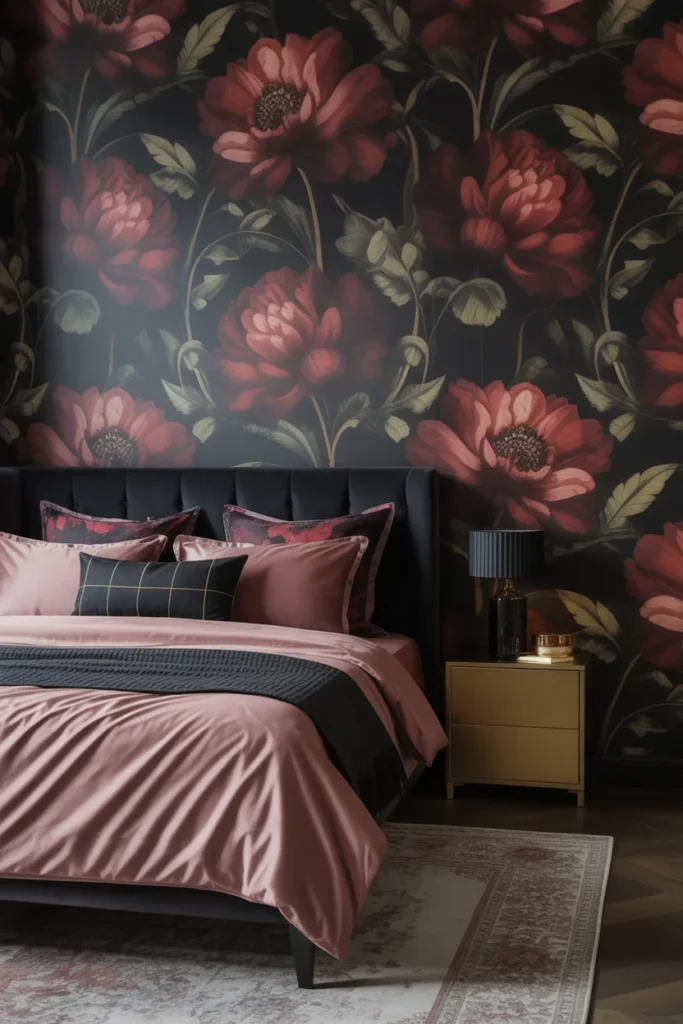 floral wallpaper bedroom