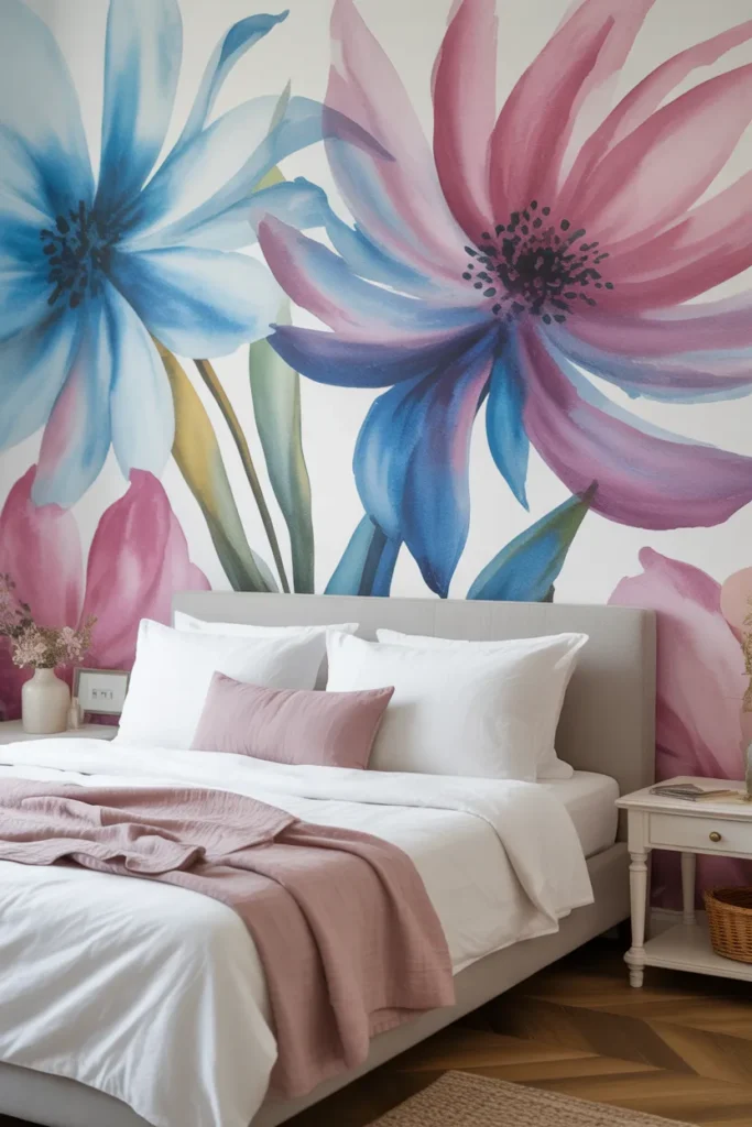 floral wallpaper bedroom
