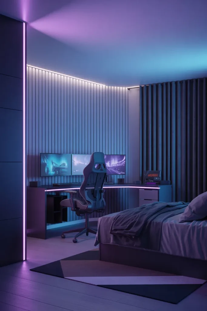 gaming room with bed