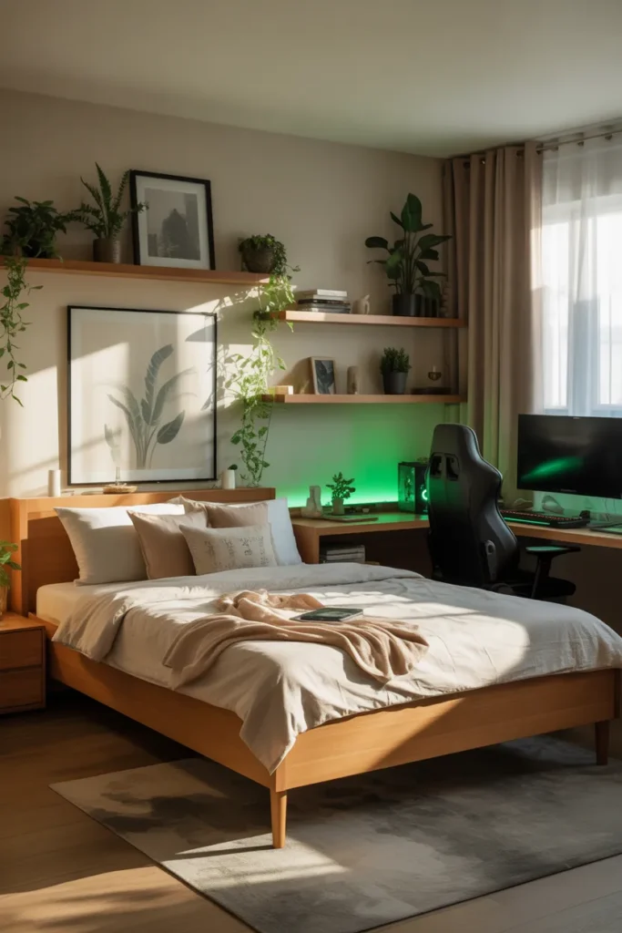gaming room with bed