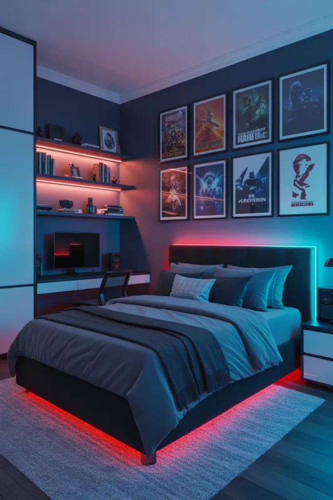 gaming room with bed