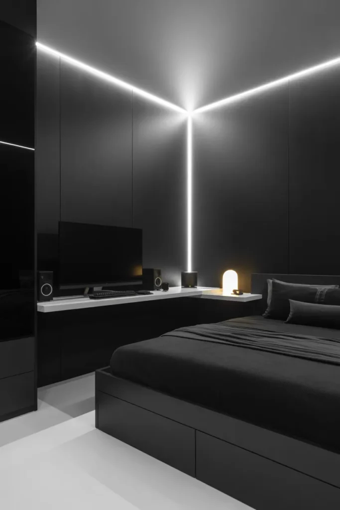 gaming room with bed