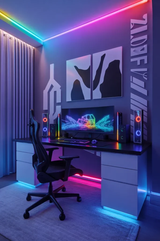 gaming room with bed