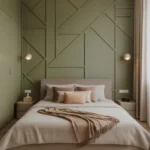 green wallpaper bedroom