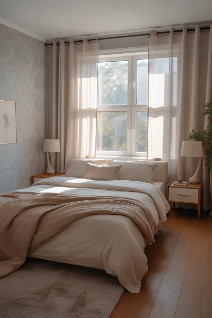 grey wallpaper bedroom