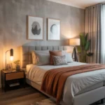 grey wallpaper bedroom