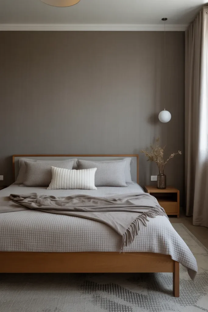 grey wallpaper bedroom