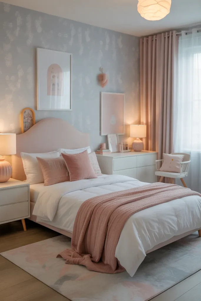 grey wallpaper bedroom