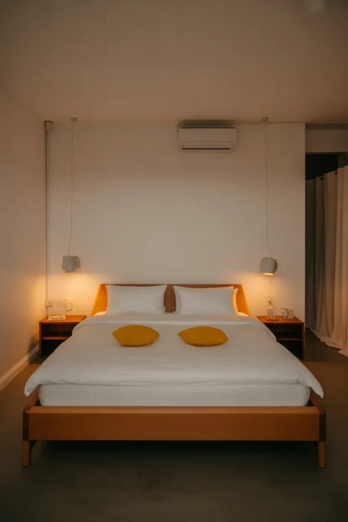 king bed in small room