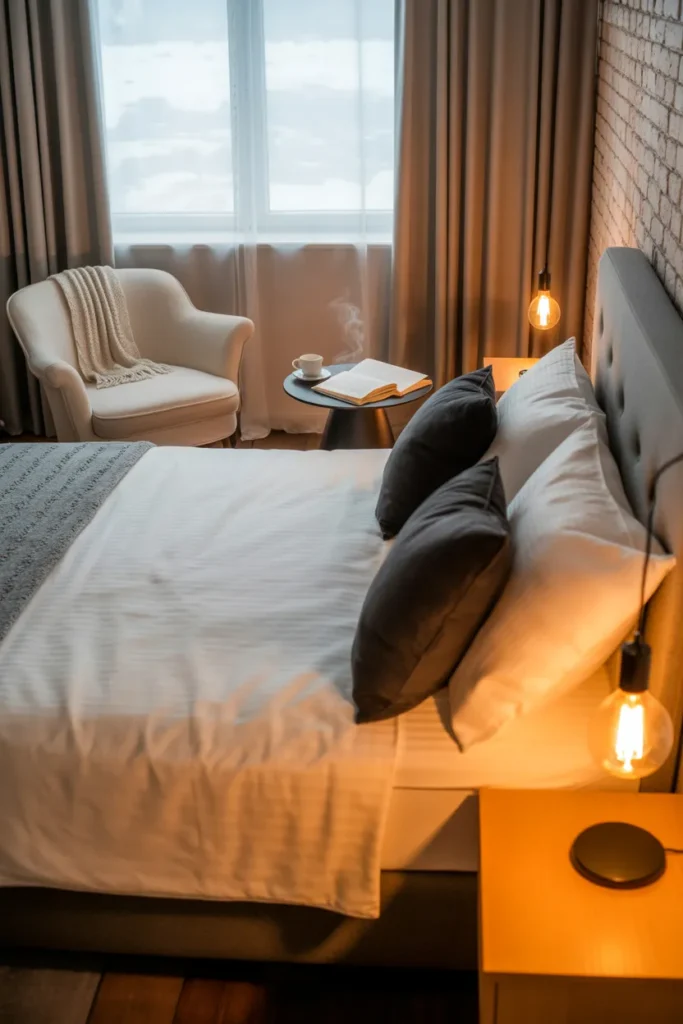 king bed in small room