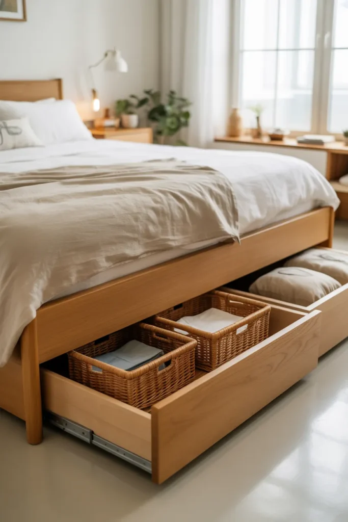 king bed in small room