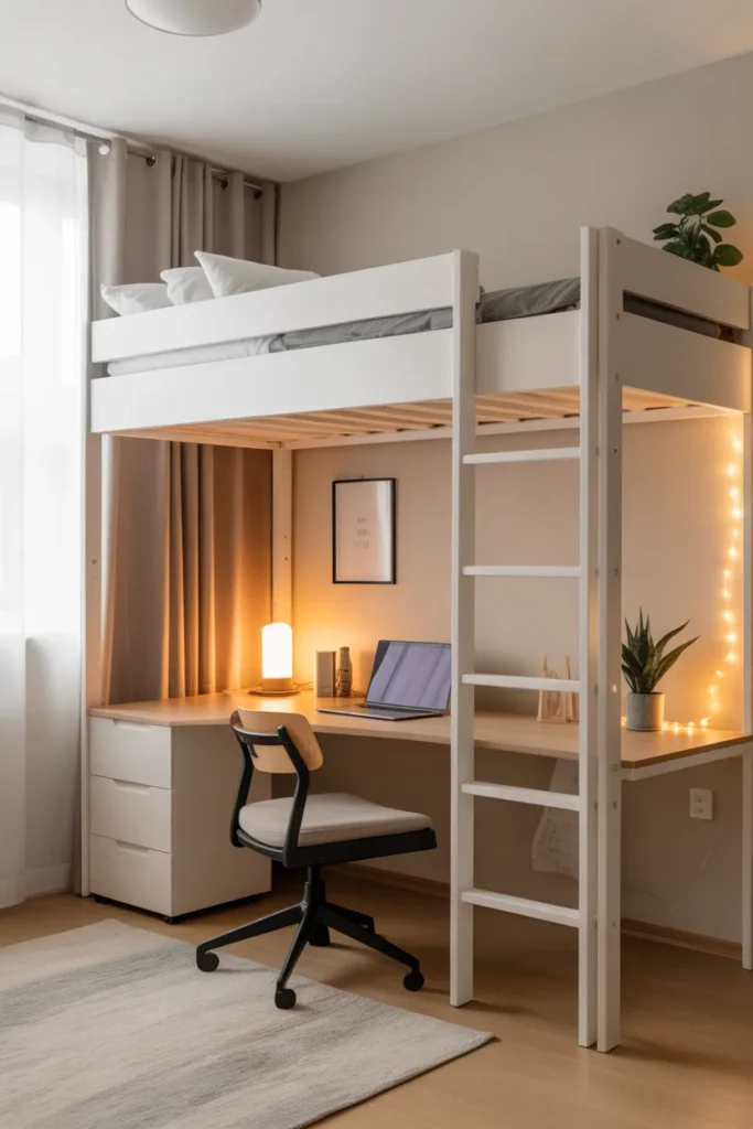lofted bed dorm room ideas