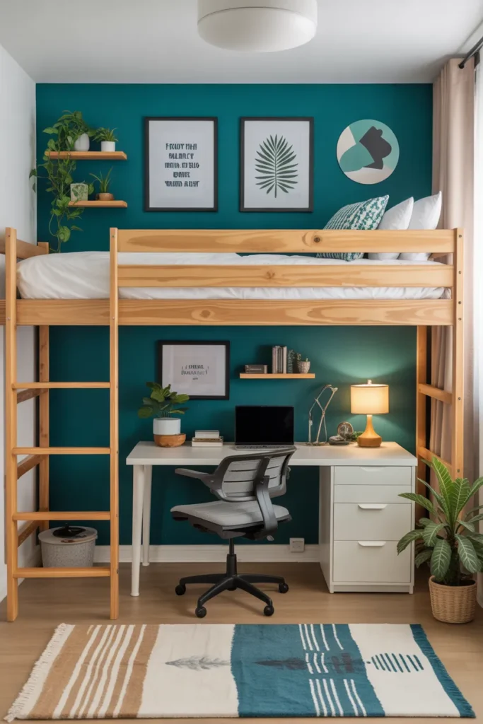 lofted bed dorm room ideas