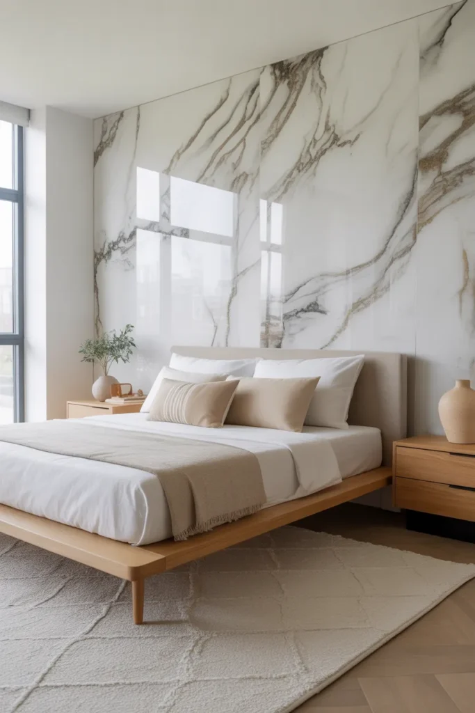 marble wallpaper bedroom