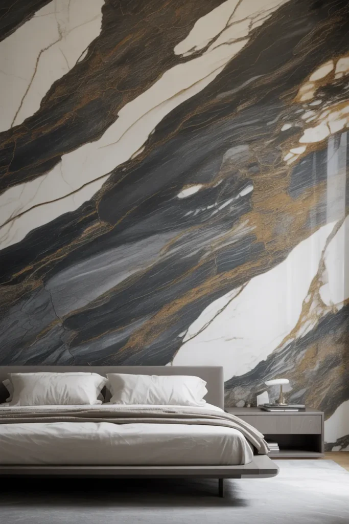 marble wallpaper bedroom