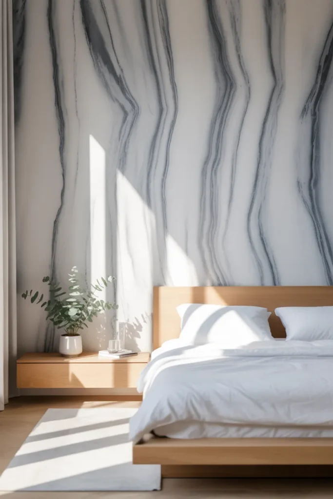 marble wallpaper bedroom
