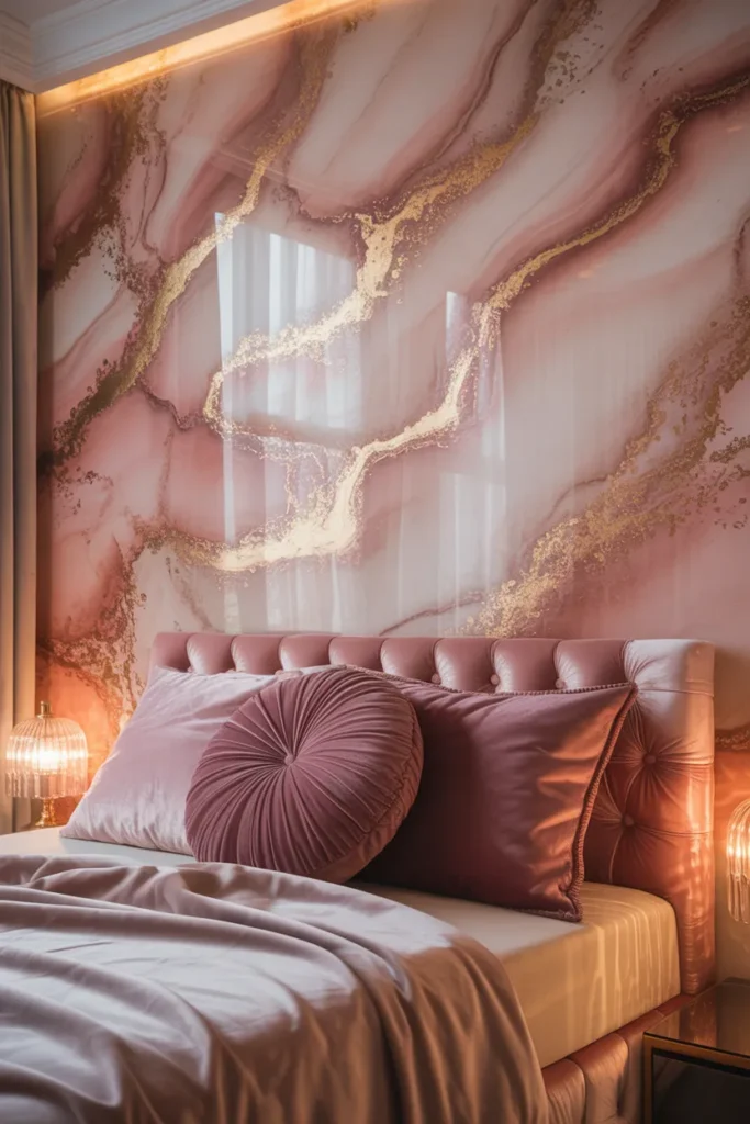 marble wallpaper bedroom