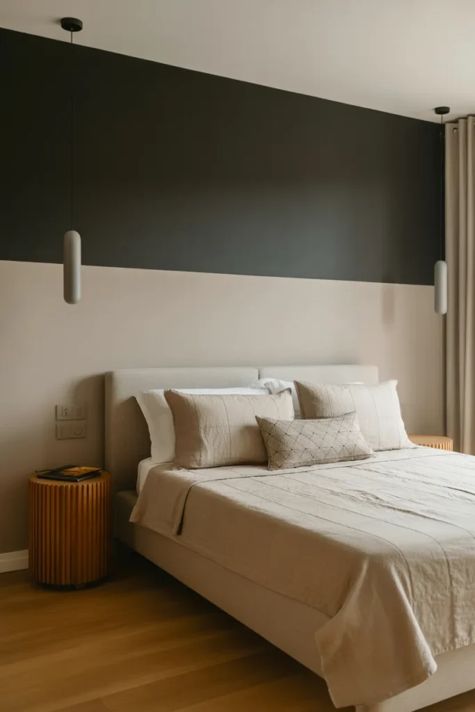 master room bed back wall design bedroom