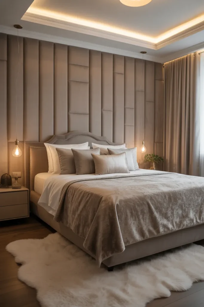 master room bed back wall design bedroom