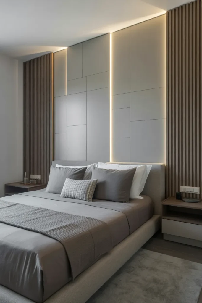 master room bed back wall design bedroom