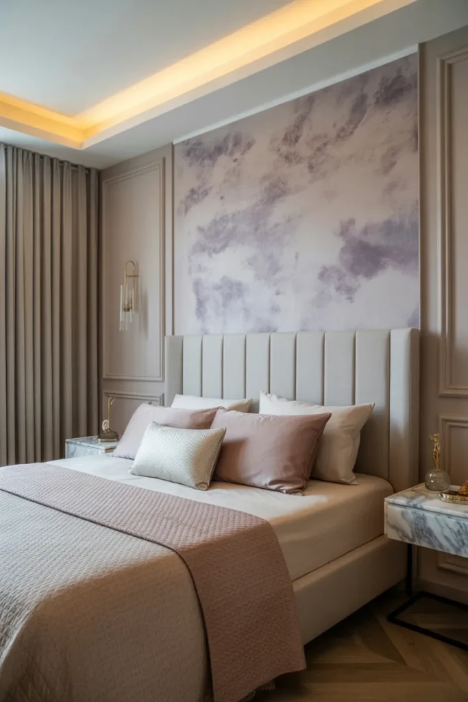 master room bed back wall design bedroom