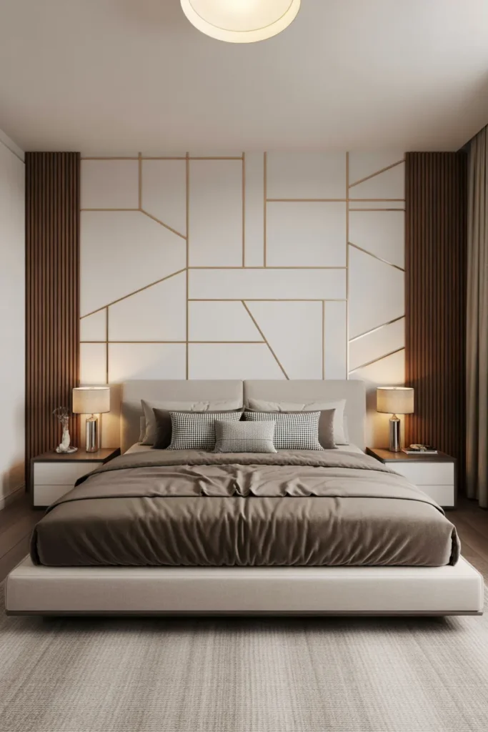 master room bed back wall design bedroom