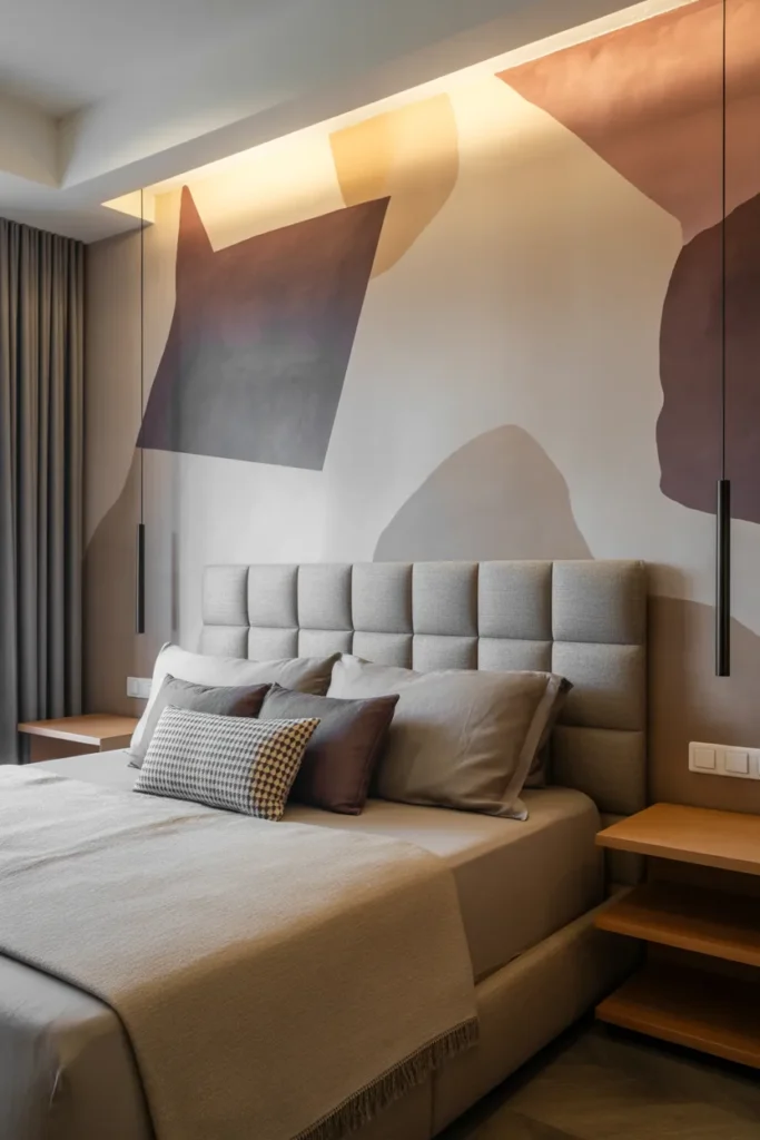 master room bed back wall design bedroom