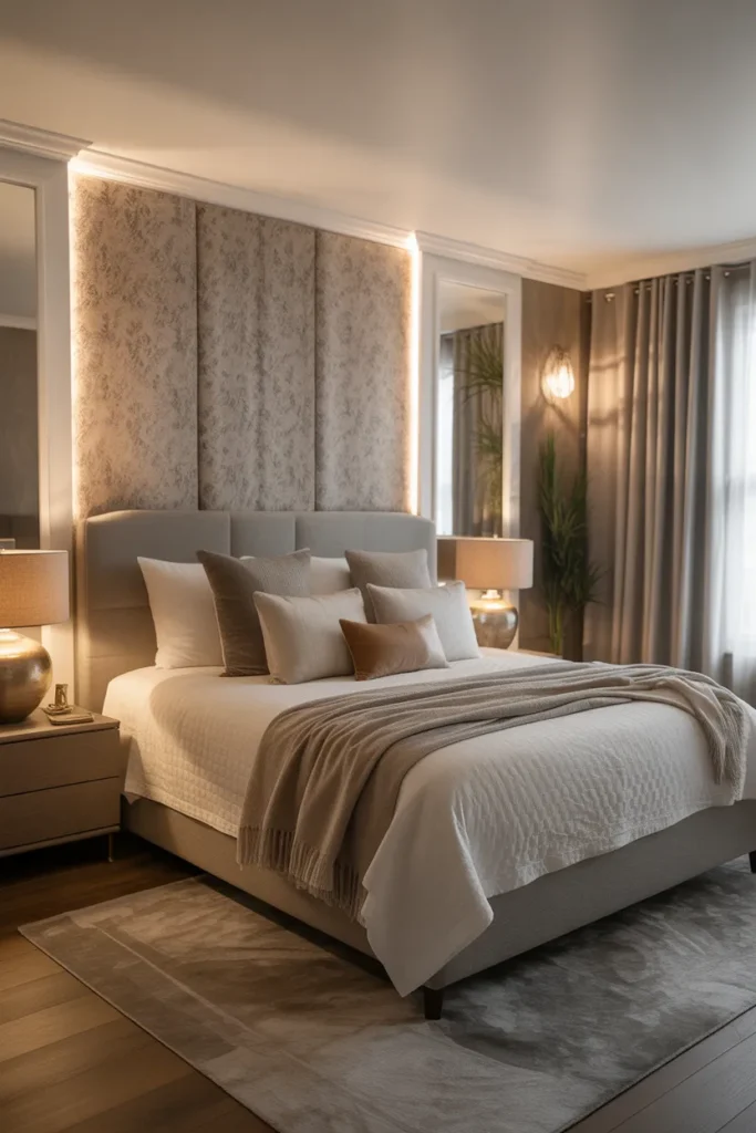 master room bed back wall design bedroom