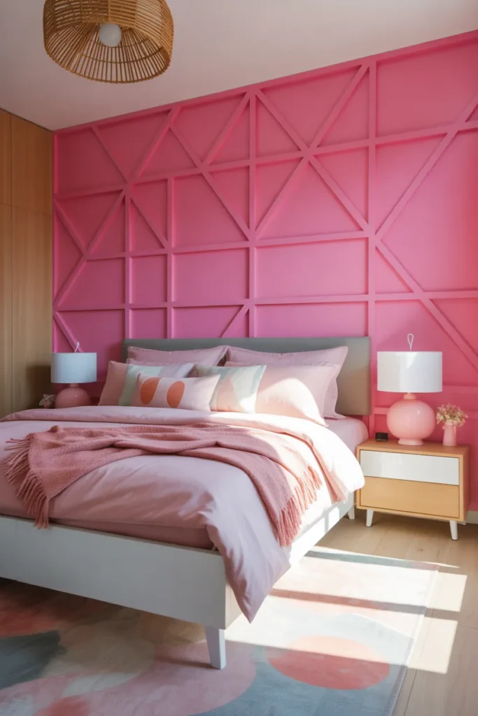 pink wallpaper bedroom
