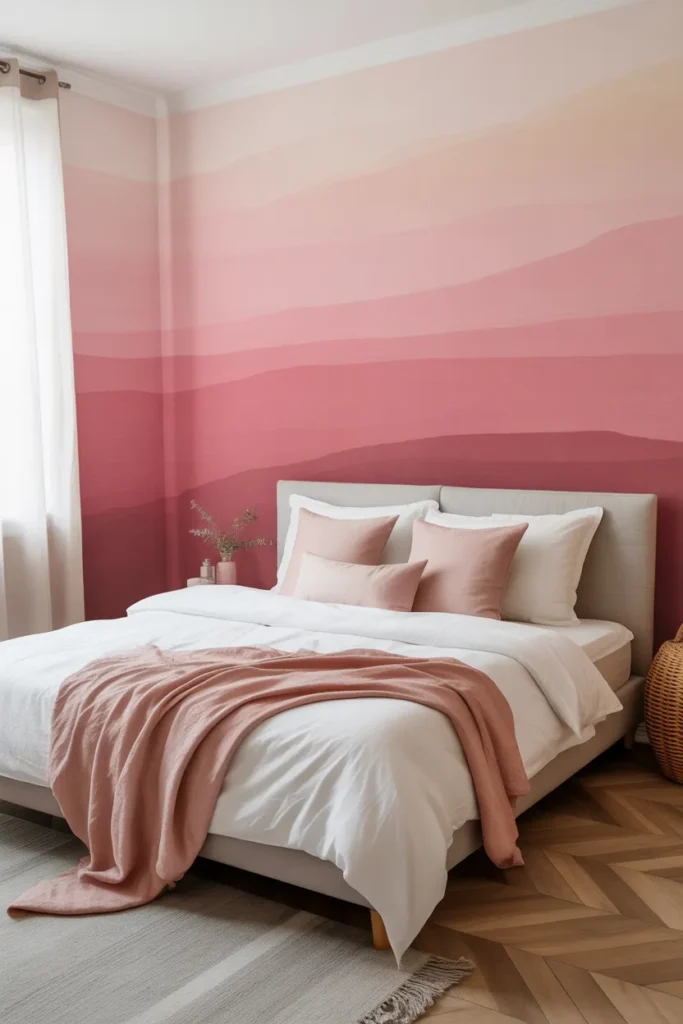 pink wallpaper bedroom