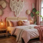 pink wallpaper bedroom