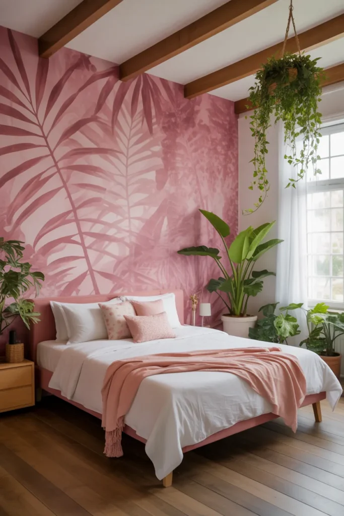 pink wallpaper bedroom