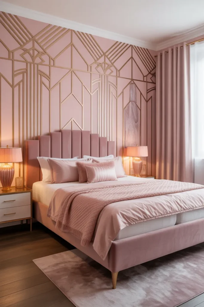 pink wallpaper bedroom