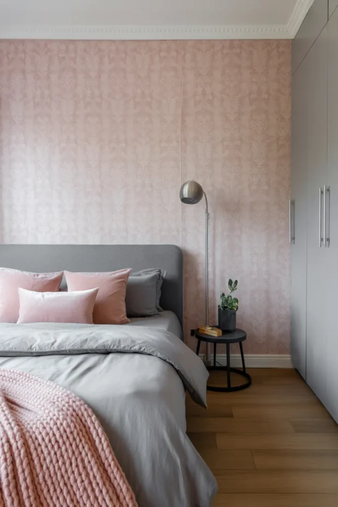 pink wallpaper bedroom