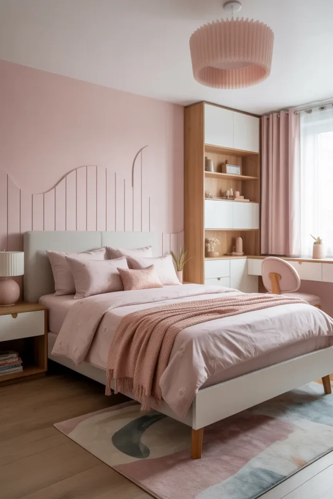 pink wallpaper bedroom