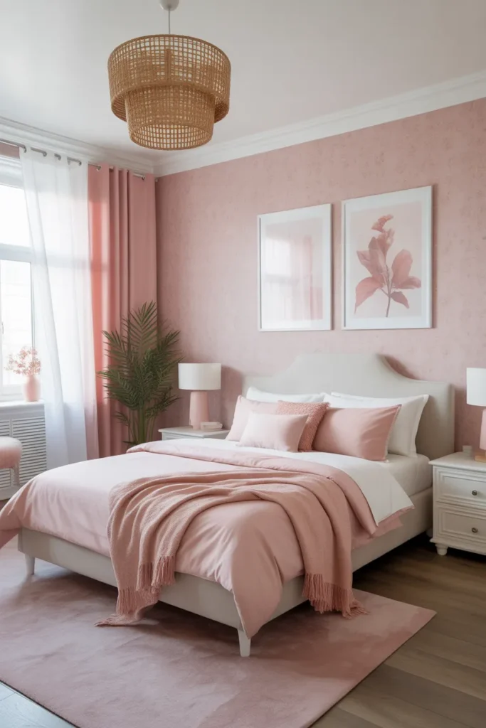 pink wallpaper bedroom