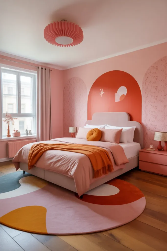 pink wallpaper bedroom