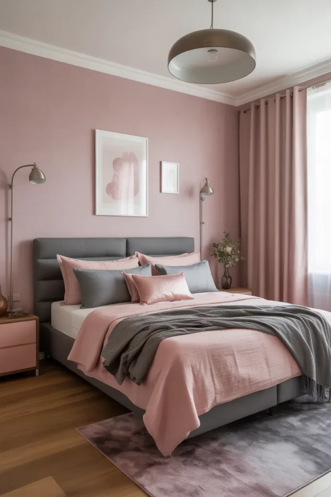 pink wallpaper bedroom