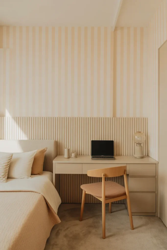 striped wallpaper bedroom