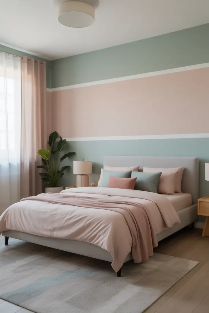 striped wallpaper bedroom