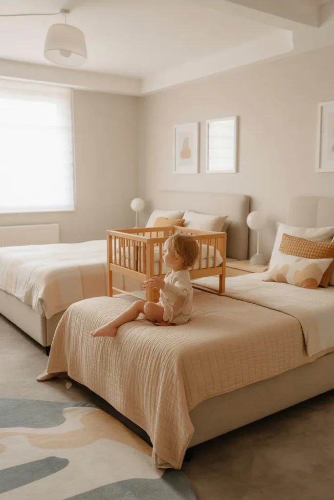toddler bed in parents room
