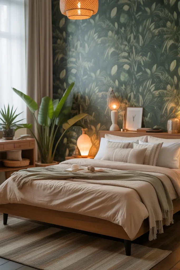 tropical wallpaper bedroom