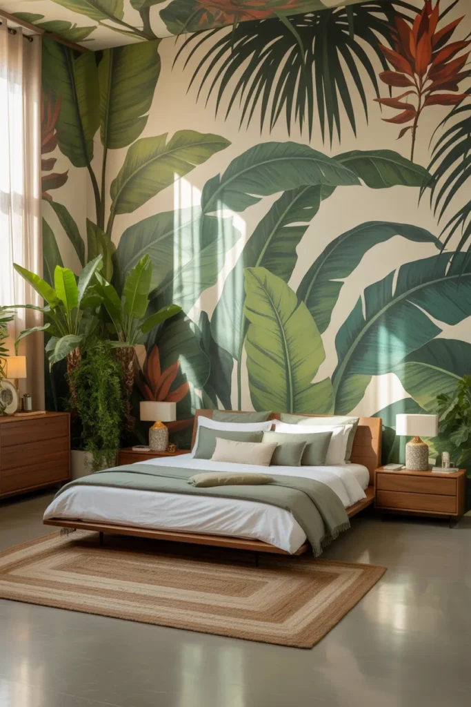tropical wallpaper bedroom