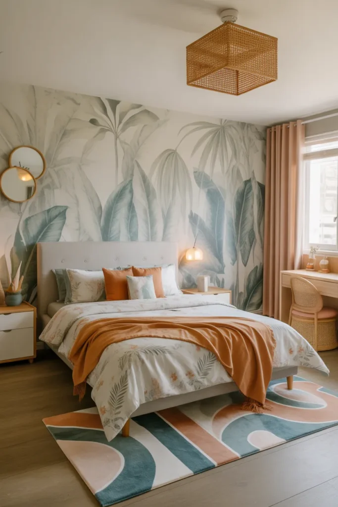 tropical wallpaper bedroom