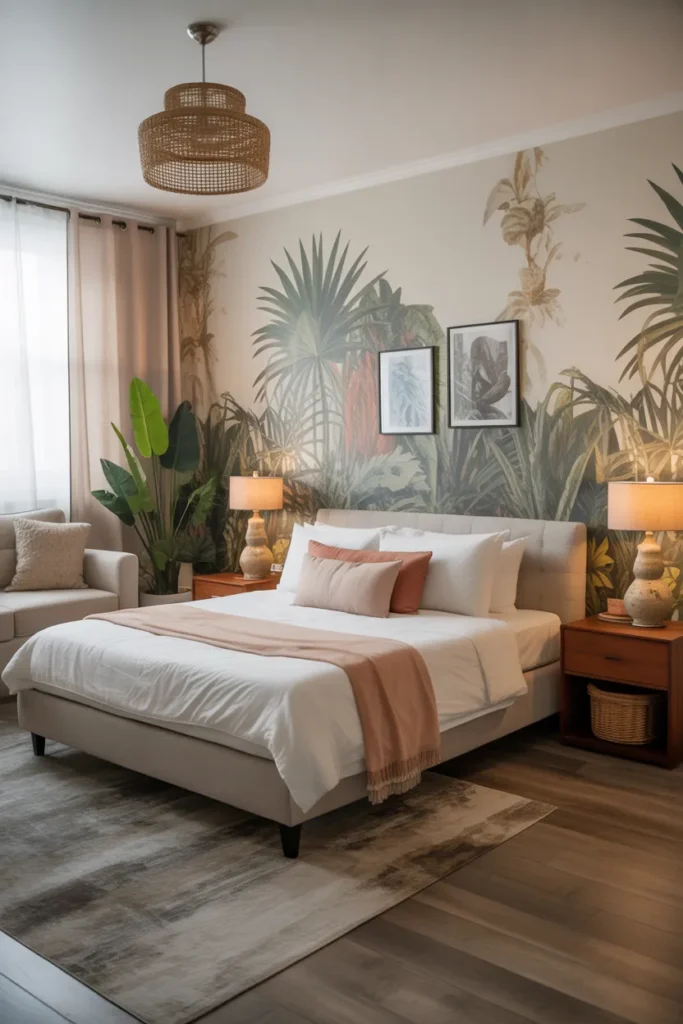 tropical wallpaper bedroom